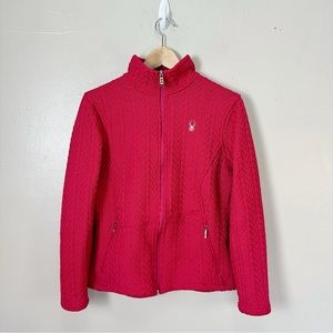 Spyder Women's Endure Red Pink Cable Sweater Jacket L